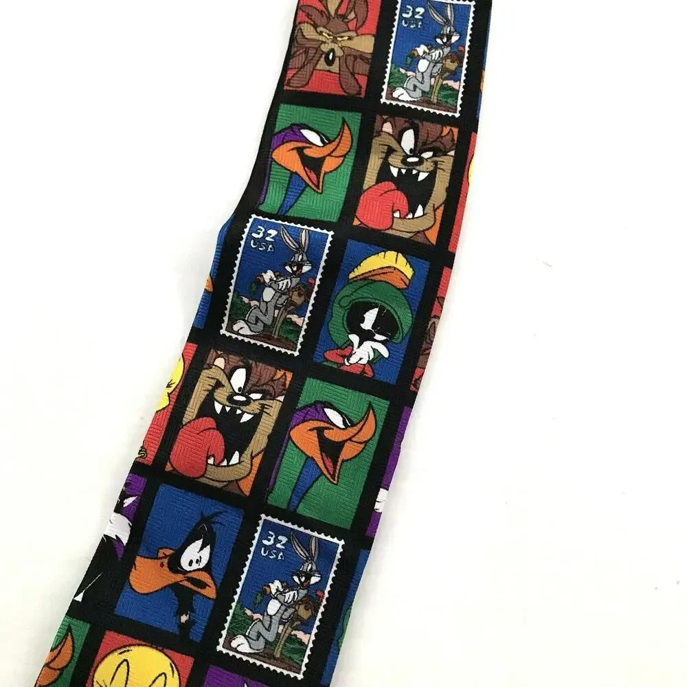 Vtg 1997 Looney Tunes Warner Brothers Stamp Collection Tie Cartoon Characters